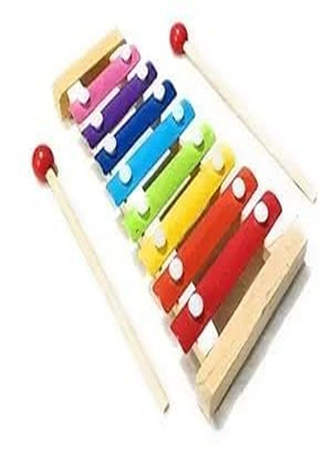 JAPSI Wooden Xylophone, 8 Notes Musical Toy with 2 Sticks, Educational Instrument for Kids 3+, Multicolour - Image 1